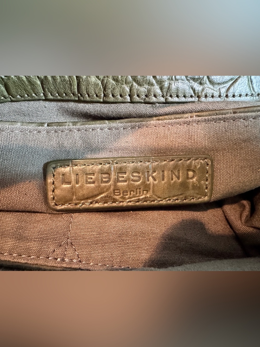 Liebeskind Berlin Olive Green Croc-Embossed Leather Crossbody Tote - Picture 11 of 14